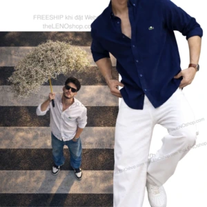 shop quần áo đà nẵng Sơ Mi Nam Oxford Lacoste LENO VNXK